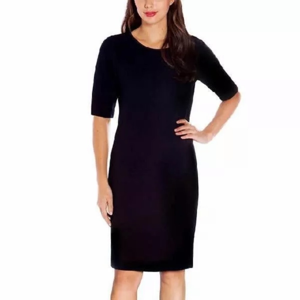 🆕 NWT Women’s Mario Serrani Italy Black Short Sleeve Ribbed Career Dress Size M